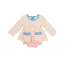 Hazel Blue Pink Stripe Bloomer Set with Ruffle Pockets