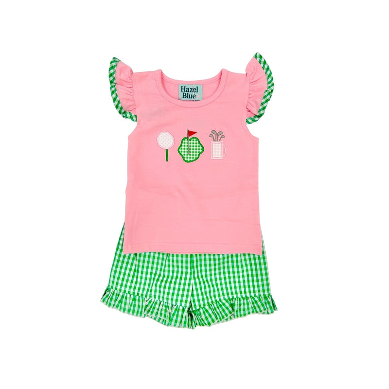 PRE ORDER - Hazel Blue Pink/Green Gingham Golf Short Set