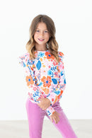 SALE Colorful Carnations L/S Ruffle Tee