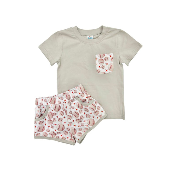 Funfetti Kids Baseball Print Short Set