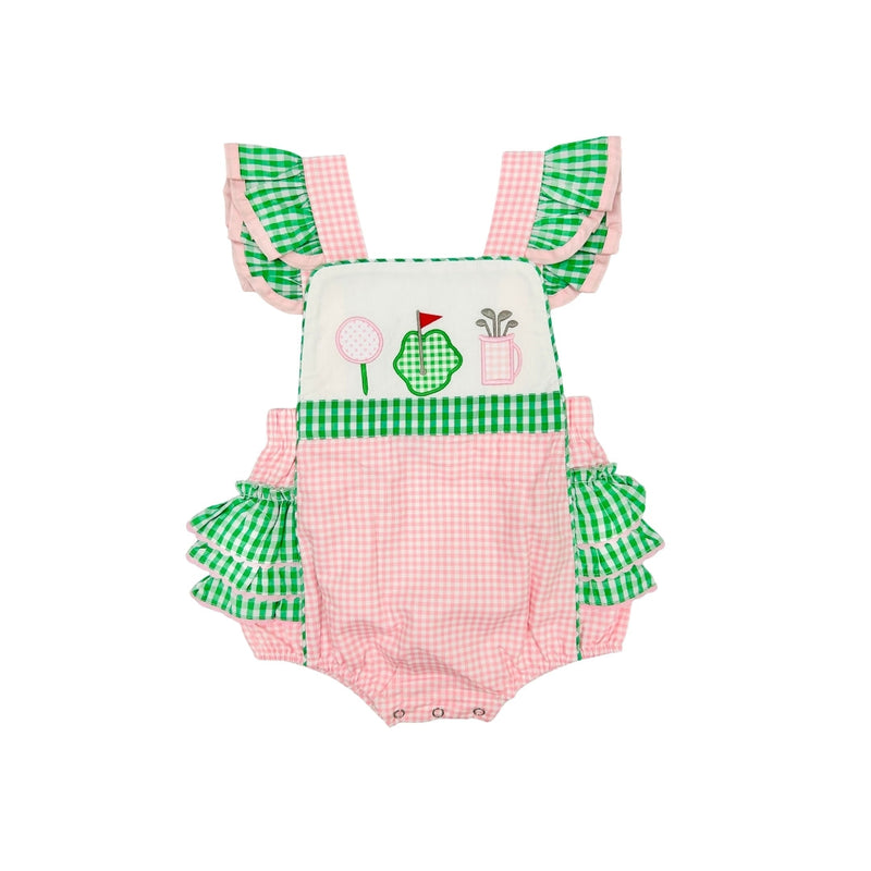 PRE ORDER - Hazel Blue Pink/Green Gingham Golf Bubble