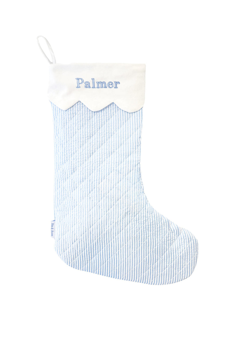 Seersucker Christmas Stocking (Blue)