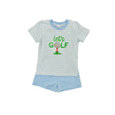 Funfetti Kids Blue Stripe Let's Golf Short Set