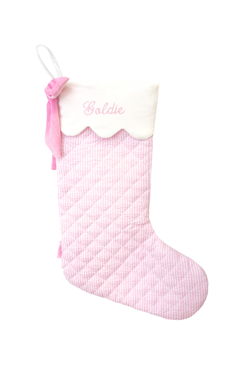 Seersucker Christmas Stocking (Pink)