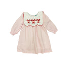 Hazel Blue Pink Gingham Candy Cane Embroidered Dress
