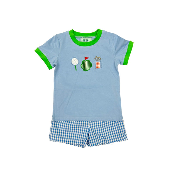 PRE ORDER - Hazel Blue Blue/Green Gingham Golf Short Set