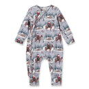 Cowboy Christmas Bamboo Zipper Romper - Convertible Cuffs