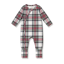 Plaid Baby Christmas Zipper Romper With Convertible Cuffs