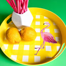Flamingo Yellow Melamine Serving Tray with Handles | Fun Pool & Patio Decor