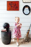 Purr-fectly Spooky 3/4 Sleeve Pocket Twirl Dress