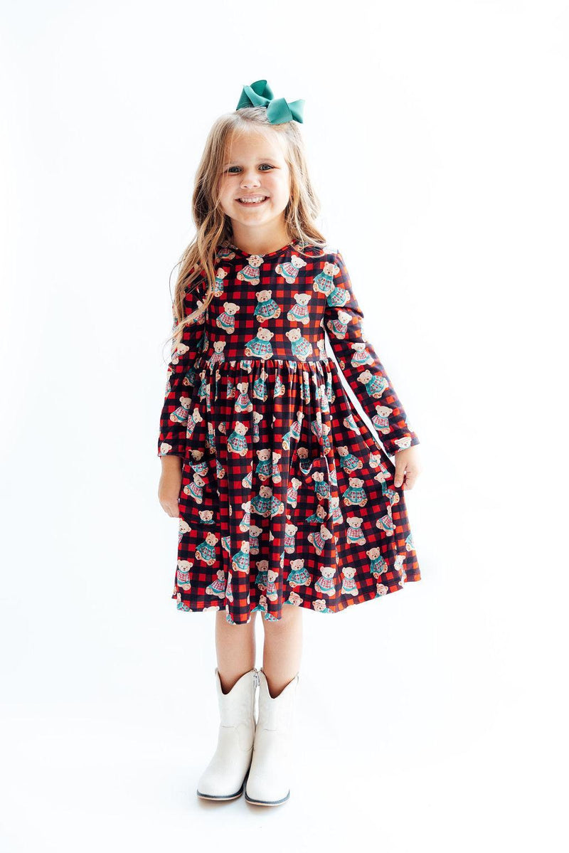 Christmas Bears L/S Pocket Twirl Dress