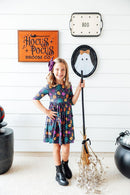 Skeleton Web 3/4 Sleeve Pocket Twirl Dress