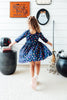 Halloween Stars 3/4 Sleeve Pocket Twirl Dress