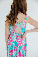 Tropical Punch Ruffle Maxi Dress