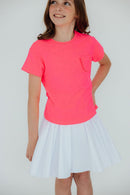 Neon Pink Ruffle Pocket Tee