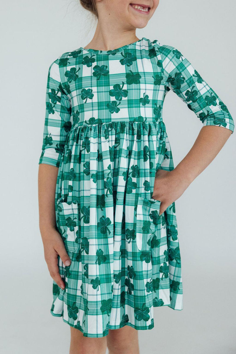 Lucky One 3/4 Sleeve Pocket Twirl Dress