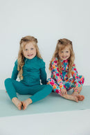 Turbo Teal Full-Zip Ruffle Active Jacket