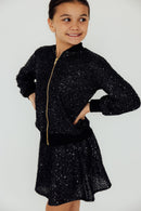 Black Sequin Twirl Skort
