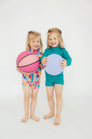 Turbo Teal Full-Zip Ruffle Active Jacket