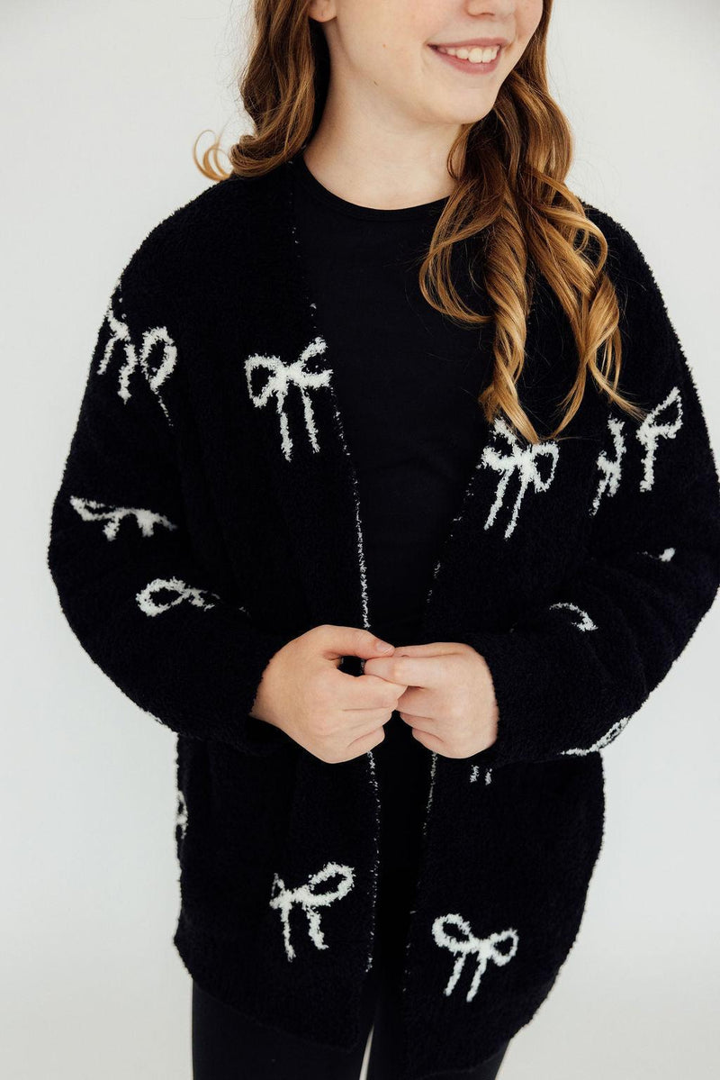 Black/Coconut Bow Cozy Cardigan