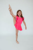 Neon Pink S/S Twirl Leotard