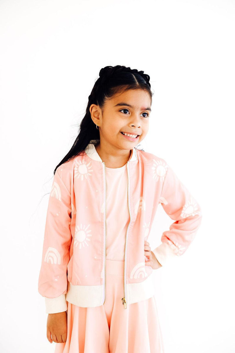 Soft Pink Suns Satin Jacket