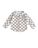 Cotton Shacket | Smiley Checkered Latte