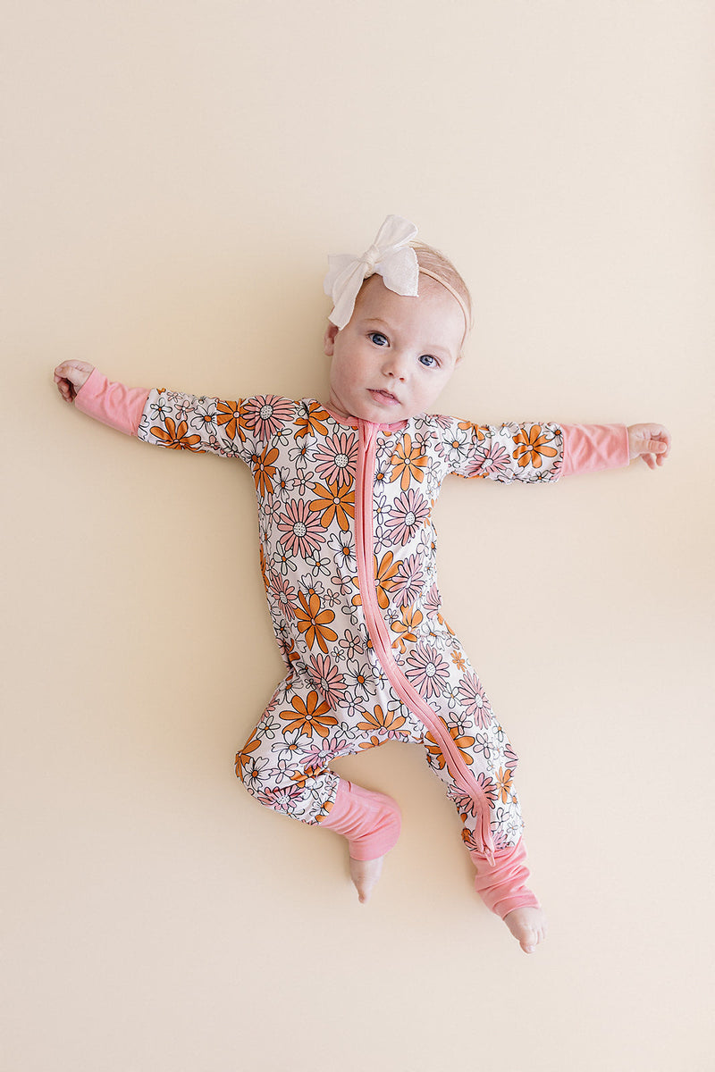 Bamboo Zip Romper | Retro Garden
