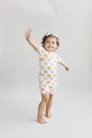 Smiley Bamboo Two Piece Shorts Set | Pink