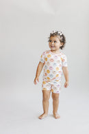 Smiley Bamboo Two Piece Shorts Set | Pink