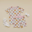 Smiley Bamboo Two Piece Shorts Set | Pink