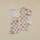 Smiley Bamboo Two Piece Shorts Set | Pink