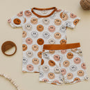 Smiley Bamboo Two Piece Shorts Set | Copper
