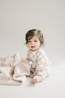 Checkered Plush Blanket | Latte