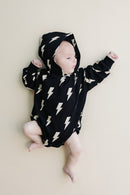 Hooded Bubble Romper  |  Black Bolts