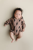 Hooded Bubble Romper  | Mocha Bolts