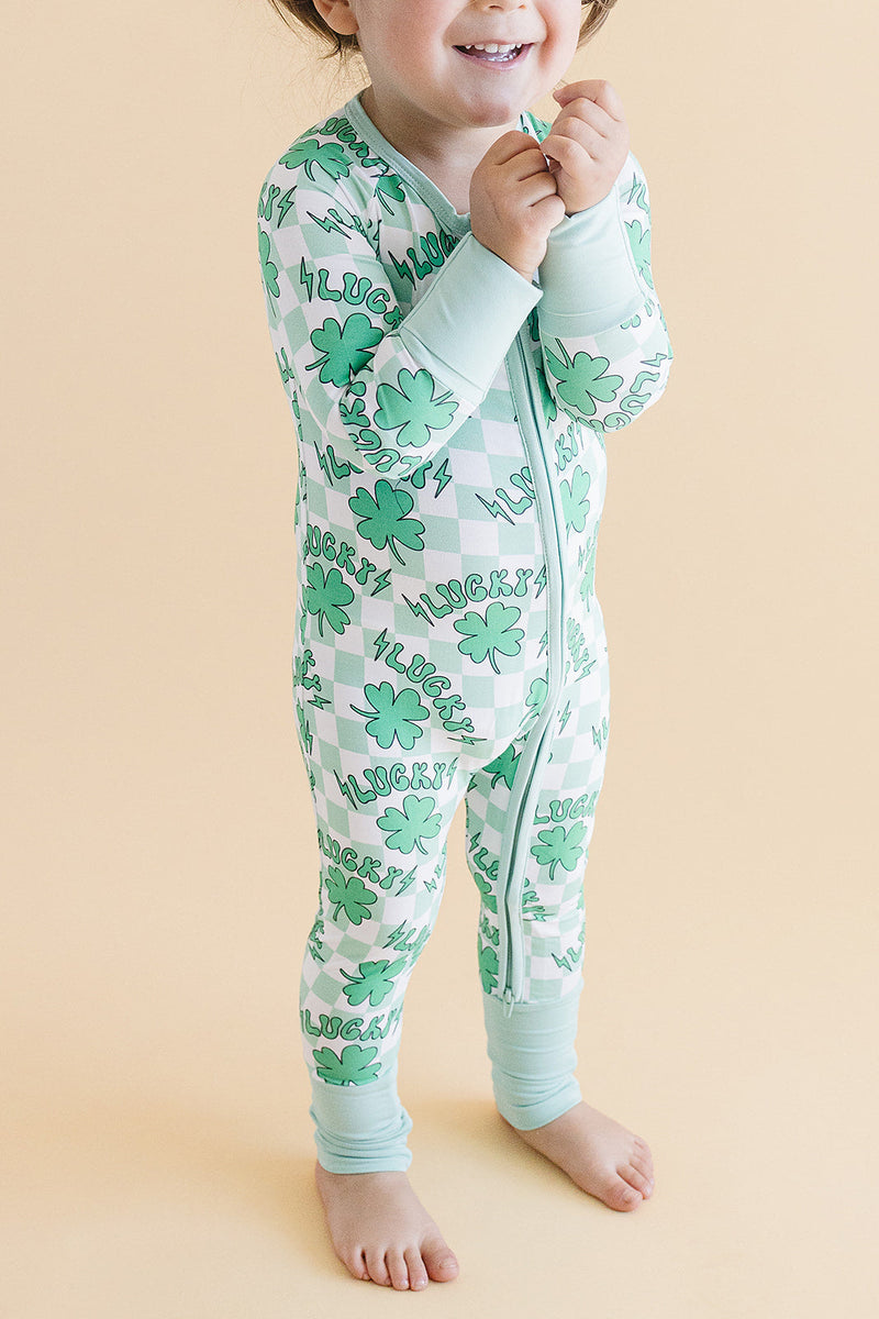 Bamboo Zip Romper | Lucky Shamrock