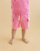 Terry Cargo Shorts Set | Pink