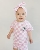 Checkered Shorts Set | Pink