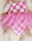 Tutu Romper | Checkered Bubble Gum