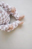Checkered Smiley Lounge Set | Latte