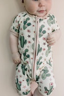 Bamboo Shorty Romper | Cactus Flowers