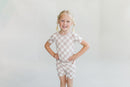 Bamboo Two Piece Shorts Set | Latte Checkered