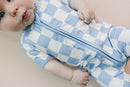 Bamboo Shorty Romper | Blue Checkered
