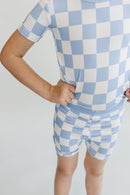 Bamboo Two Piece Shorts Set | Blue Checkered
