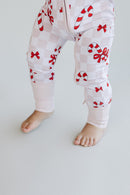 Bamboo Zip Romper | Bows & Candy Cane