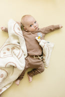 Smiley Fuzzy Blanket | Latte