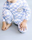 Checkered Smiley Lounge Set | Blue