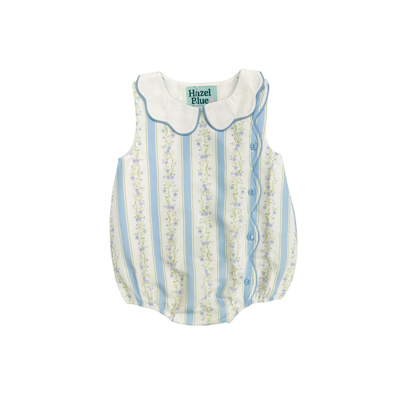 PRE ORDER - Hazel Blue Floral Bubble with Scallop Trim