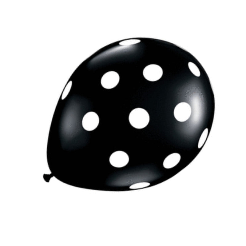 11" Latex Balloon Black Polka Dot (10 Pack)